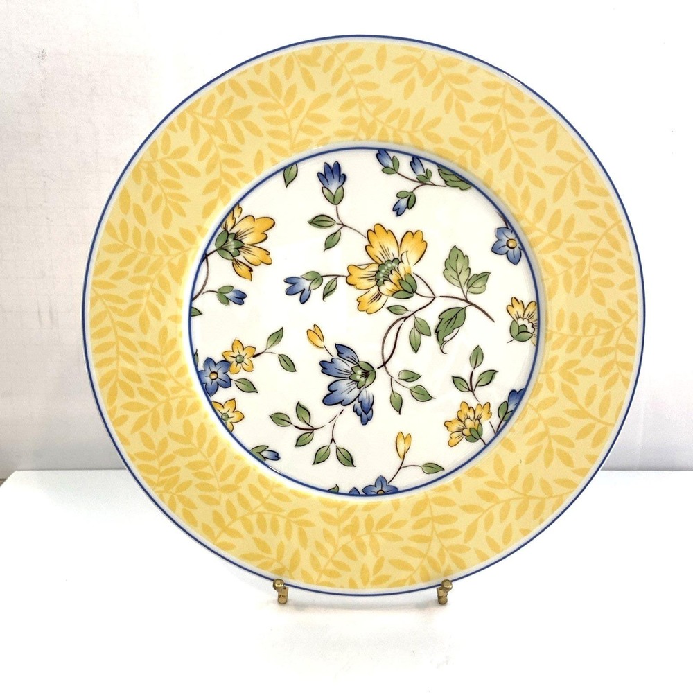 VILLEROY & BOCH Toscana Cake Server Platter Plate 12 In Dia Yellow Blue Floral
